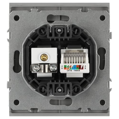 Розетка Эра Arktik 16-3110-03 комбинированная RJ45+TV алюминий Б0070496