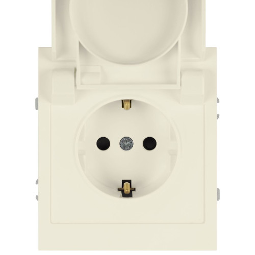 Розетка Эра Arktik 16-2103-02 с заземлением 2P+E Schuko со шторками с крышкой 16А-250В слоновая кость Б0070435