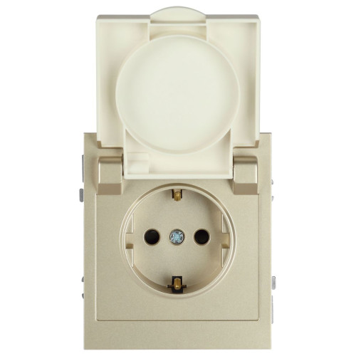 Розетка Эра Arktik 16-2103-04 с заземлением 2P+E Schuko со шторками с крышкой 16А-250В шампань Б0070437