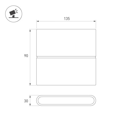 Уличный настенный светильник Arlight SP-FLAT-S135x90-2x3W Day4000-MIX (Белый, 75 deg, 230V) (IP65 Металл) 063609