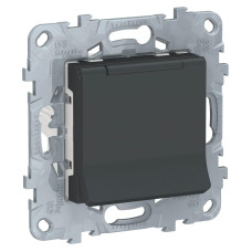 Розетка с заземлением, со шторками и крышкой Schneider Electric Unica New NU503754TA