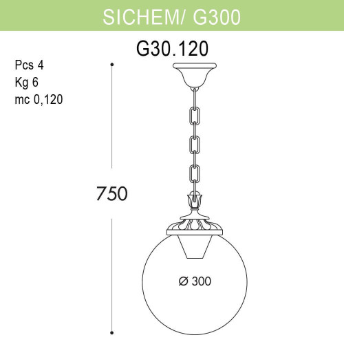 Уличный подвесной светильник Fumagalli Sichem/G300 G30.120.000.AXE27