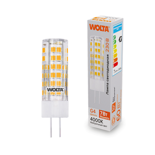 Светодиодная лампа WOLTA 7Вт 4000K G4 кукуруза матовая WSTD-JC-220V7W4KG4-C