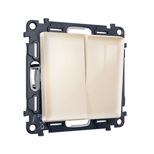 Комплект механизма 2-клавишного перекрестного выключателя 10A-250V Alfa Бежевый глянец Quant Ambrella Volt MA303030 (AP3030, VM125)