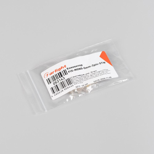 Комплект коннекторов Arlight (10 шт.) FIX-MONO-5mm-2pin-STW 053143