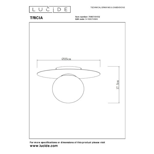 Потолочный светильник Lucide Tricia 79187/01/02