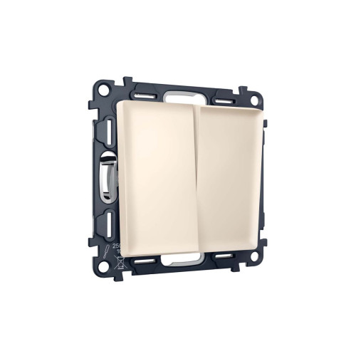 Комплект механизма 2-клавишного перекрестного выключателя 10A-250V Alfa Бежевый матовый Quant Ambrella Volt MA323030 (AP3230, VM125)