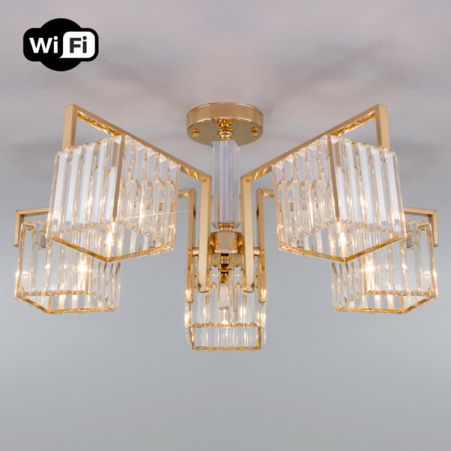 Потолочная люстра Eurosvet April 10126/5 золото/прозрачный хрусталь Strotskis Smart (10117/5) Потолочная люстра Eurosvet April 10126/5 золото/прозрачный хрусталь Strotskis Smart (10117/5)