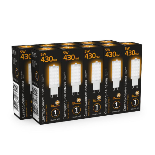 Лампа светодиодная Gauss G9 5W 2700К прозрачная 107309105