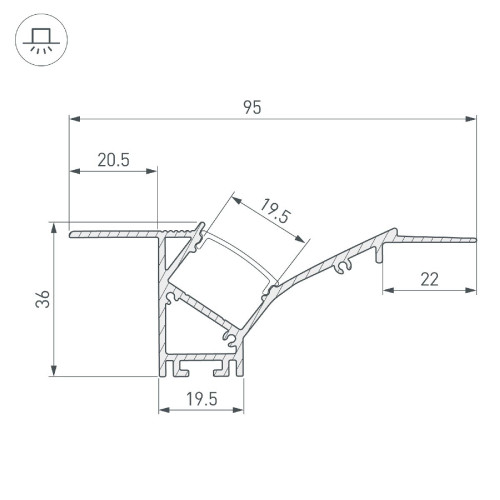 Профиль Arlight FANTOM-W45-BEVEL-2000 WHITE 039949
