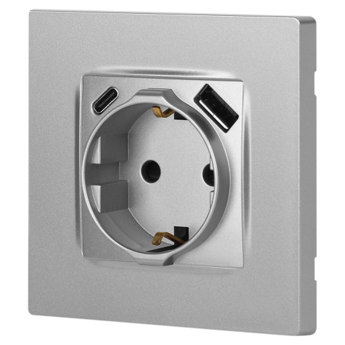 Розетка со шторками с USB type-A+C Эра 12-4108-03 Б0067716