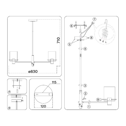 Люстра на штанге Ambrella Light High Light Modern LH57043