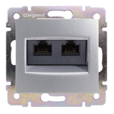 Розетка компьютерная 2хRJ45 Legrand Valena 6 кат FTP на винтах алюминий 770233