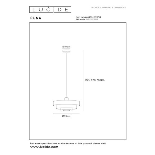Подвесной светильник Lucide Runa 21443/35/66