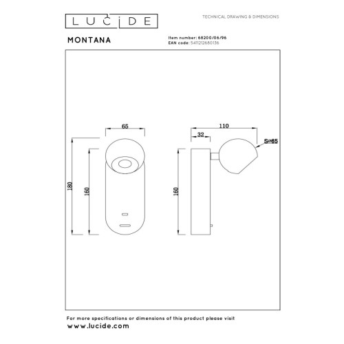 Настенный светильник Lucide Montana 68200/06/96
