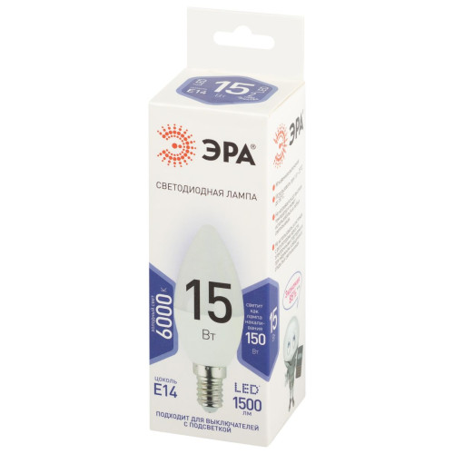 Лампа светодиодная Эра STD LED B35-15W-860-E14 6500K свеча