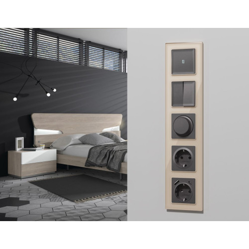 Комплект механизма 2-клавишного перекрестного выключателя 10A-250V Alfa Антрацит серый Quant Ambrella Volt MA653030 (AP6530, VM125)