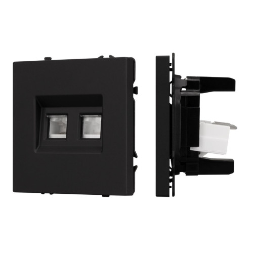 Механизм сдвоенной телефонной розетки Arlight SCT-NOBE-MTL2-SFPL-BK (RJ-11, 4C) (Черный оникс) 054309
