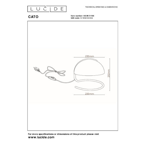 Настольная лампа Lucide Cato 46516/01/66