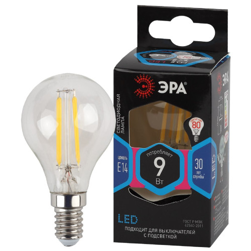 Лампа светодиодная Эра E14 9W 4000K F-LED P45-9w-840-E14 Б0047026
