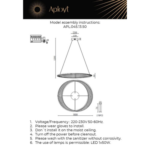 Подвесная люстра Aployt Olimp APL.045.13.50