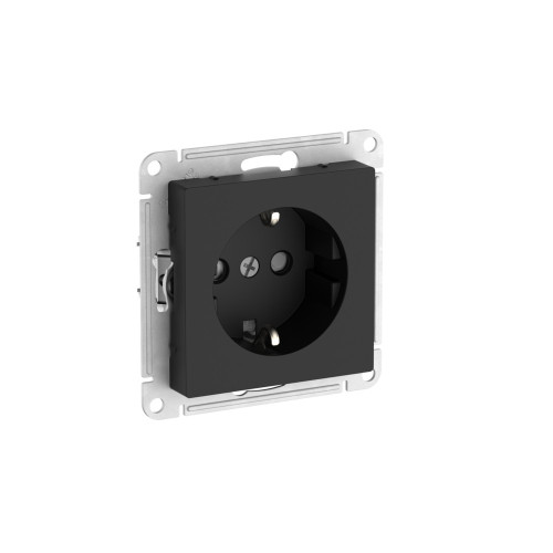 Розетка с заземлением со шторками, 16А, мех., быстрозажим. Клем Systeme Electric AtlasDesign Карбон ATN001045S Розетка с заземлением со шторками, 16А, мех., быстрозажим. Клем Systeme Electric AtlasDesign Карбон ATN001045S