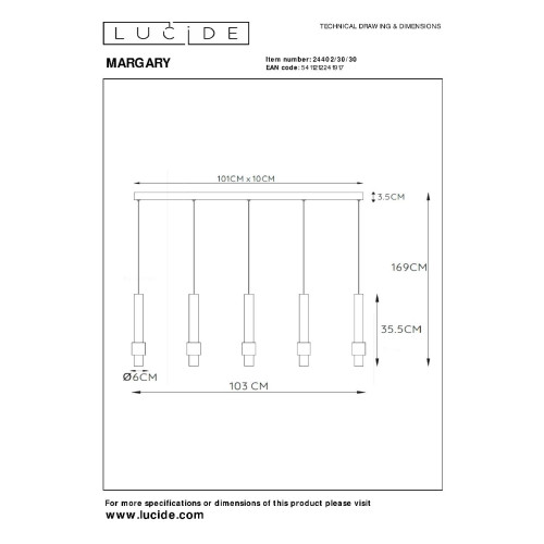 Подвесной светильник Lucide Margary 24402/30/30