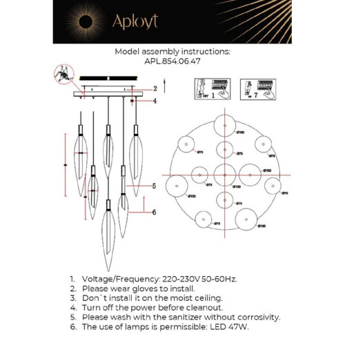Подвесная люстра Aployt Emilin APL.854.06.47