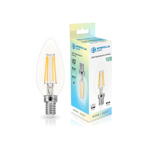 Филаментная светодиодная лампа Ambrella Light Bulbing E14 11W 4000K свеча 351114