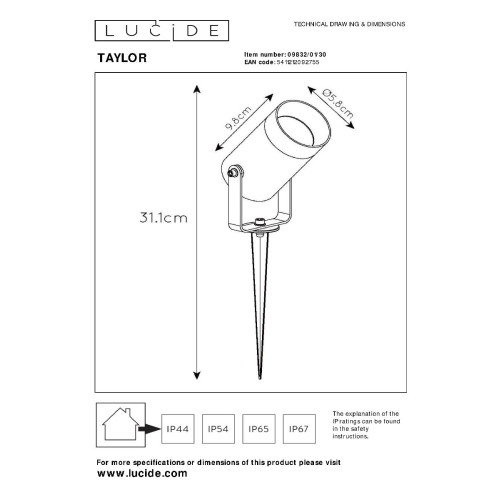 Грунтовый светильник Lucide Taylor 09832/01/30