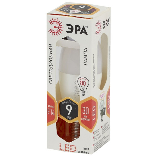 Лампа светодиодная Эра E14 9W 2700K LED B35-9W-827-E14 Б0027969