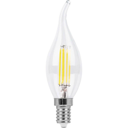 Лампа светодиодная филаментная Feron E14 7W 2700K Свеча Прозрачная LB-66 25726