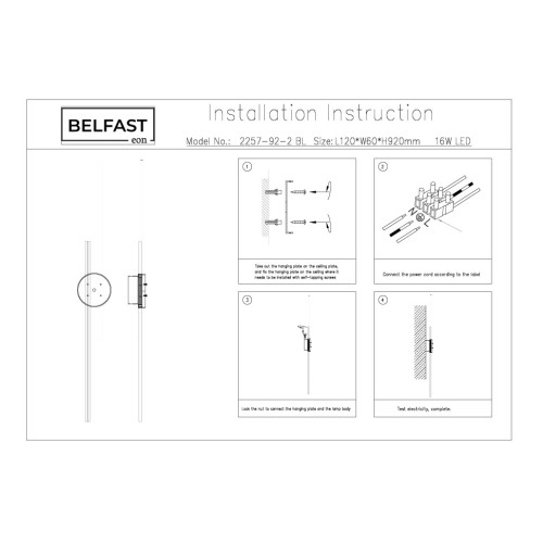 Настенный светильник Belfast Medway 2257-92-2 BL