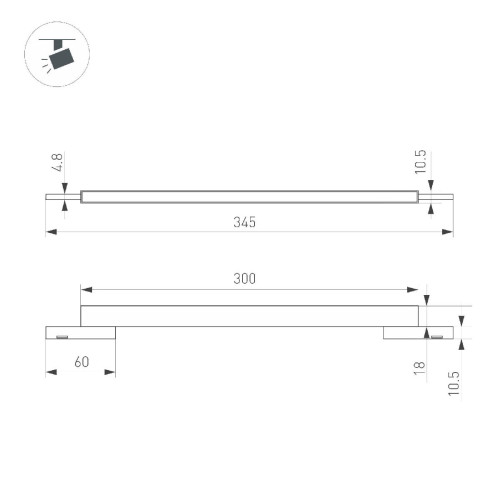 Трековый магнитный светильник Arlight MAG-MICROCOSM-FLAT-L300-8W Warm3000 (BK, 100 deg, 24V) 043271