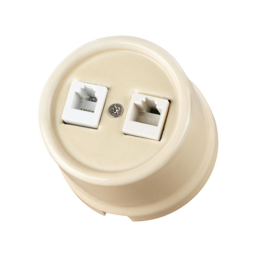Розетка телефонная RJ11 + компьютерная RJ45 сл. кость Болонь TDM Electric SQ1820-0352