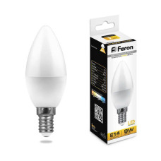 Лампа светодиодная Feron E14 9W 2700K Свеча Матовая LB-570 25798