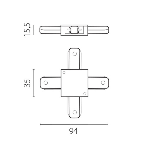 Соединитель X-образный однофазный к 50202X-P, 50203X-P 502126 Barra Lightstar 502146-P