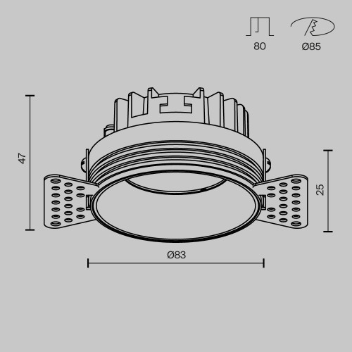 Встраиваемый светильник Maytoni Technical Okno DL055-8W3-4-6K-TRS-B