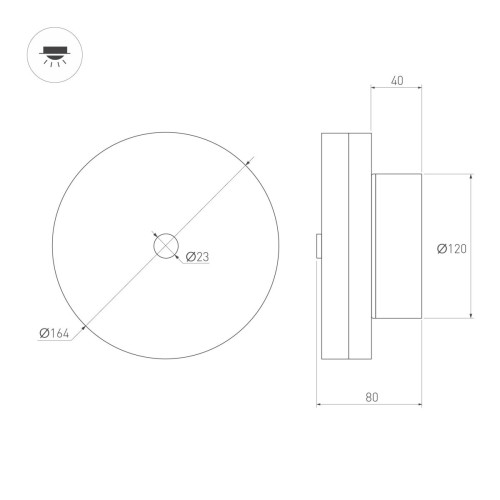 Настенный светильник Arlight SP-MENTA-WALL-R165-12W Warm2700 (BK, 130 deg, 230V) (IP20, Мрамор) 061700