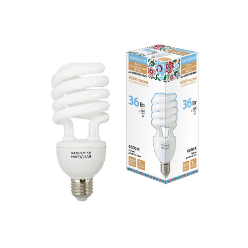 Лампа люминесцентная TDM Electric Народная E27 36W 6500K матовая SQ0347-0033