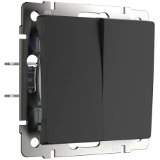 Выключатель Werkel двухклавишный проходной черный матовый W1122008 4690389156724
