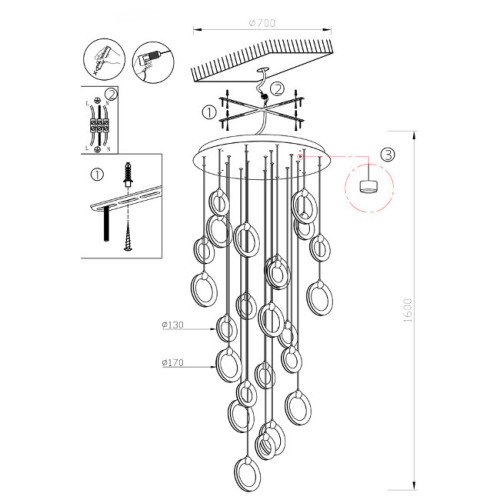 Подвесная люстра Lumien Hall Livin LH8028/24P-BK-SGD-PBK