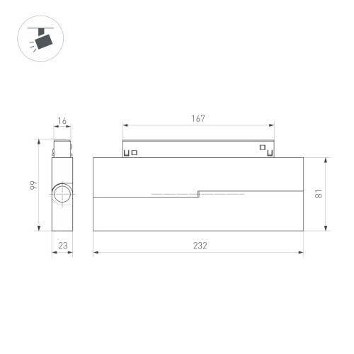 Трековый магнитный светильник Arlight MAG-ORIENT-FLAT-FOLD-S230-12W Day4000-MIX (BK, 80 deg, 48V, TUYA Zigbee) (IP20 Металл) 056401