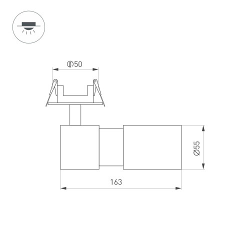 Спот Arlight LGD-ARTEMIS-BUILT-FLAP-R55-12W Warm2700 (WH, 8-80 deg, 230V) (IP20 Металл) 062273
