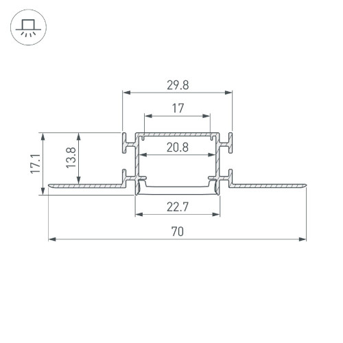 Профиль Arlight FANTOM-BENT-W23-TOP-2000 ANOD 040347