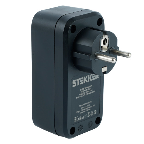 Сетевой фильтр 1-местный Stekker 220В 16А с выключателем Nova HM81-11-2 50691