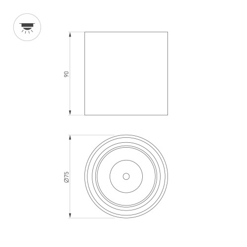 Накладной светильник Arlight SP-SALT-R75-8W Warm3000 (BK, 40 deg, 230V) 039379