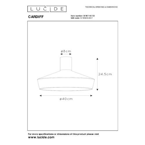 Потолочный светильник Lucide Cardiff 30187/40/33