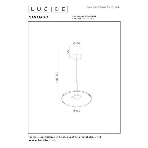 Подвесной светильник Lucide Santiago 23401/12/62