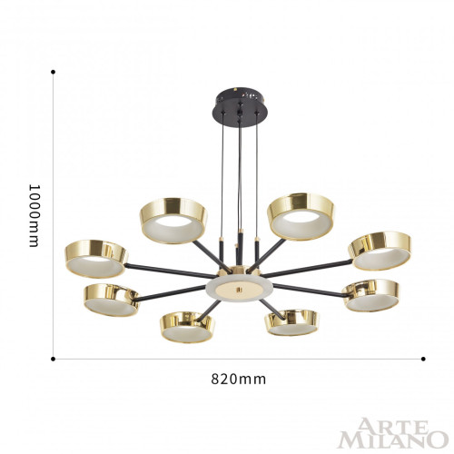 Подвесная люстра Arte Milano 271079/8 BK/GD